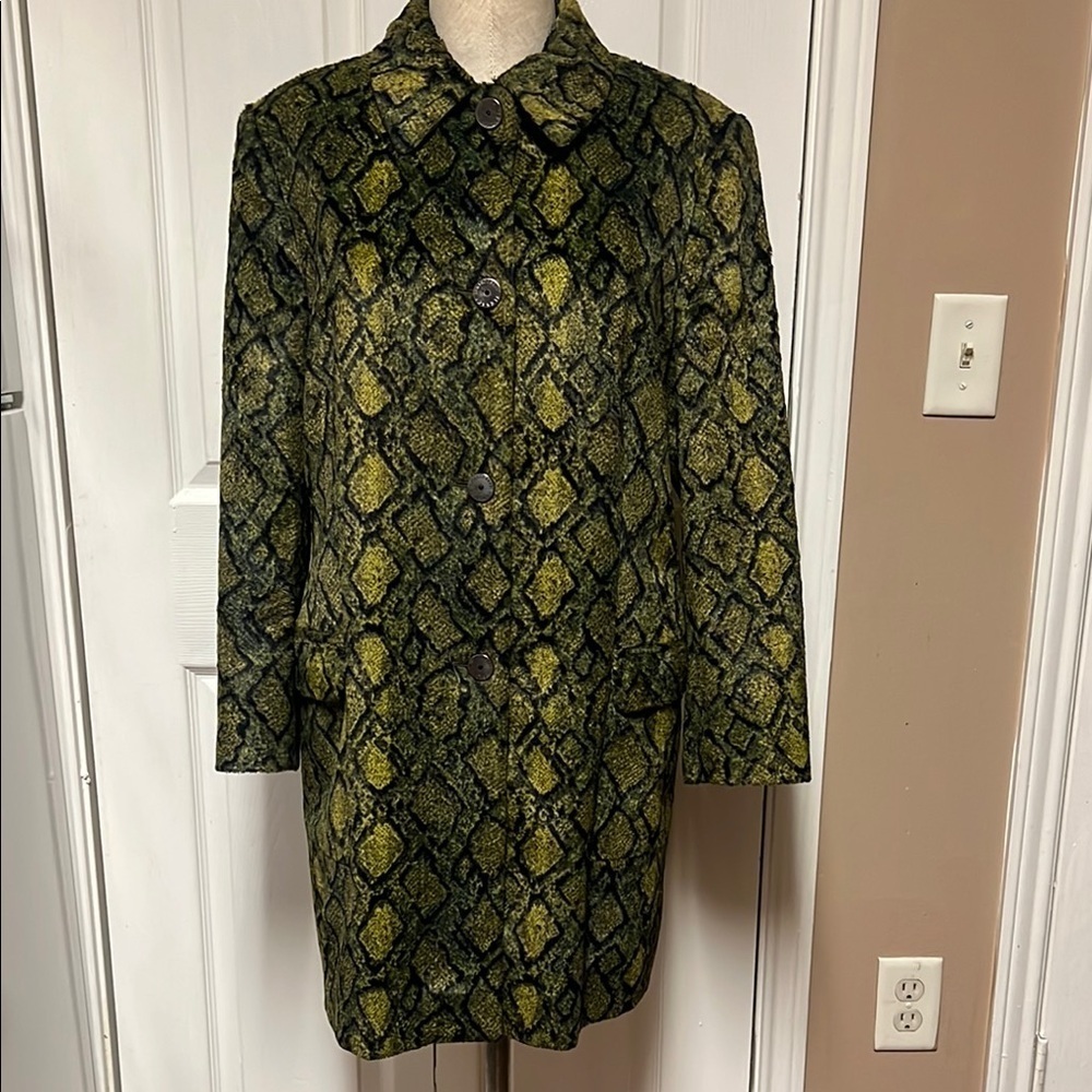 Versace vintage Y2K Vibrant green/ yellow Python faux fur Coat size M - Picture 4 of 14